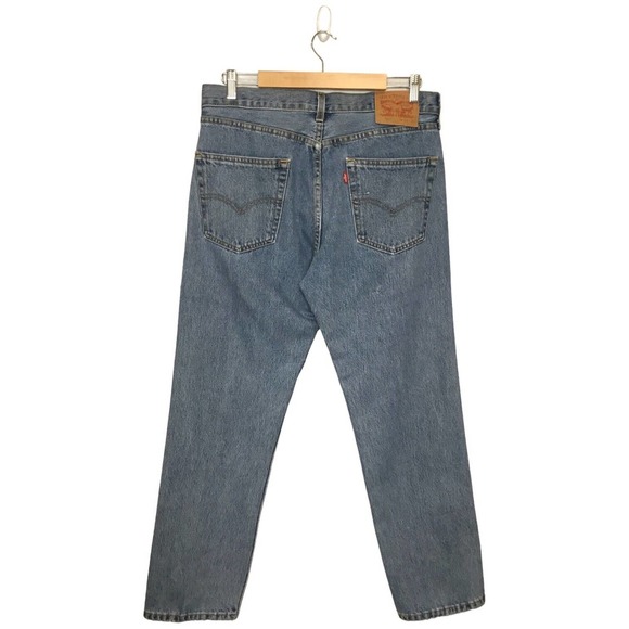 Levis 505 Mens Rigid Denim Straight Jeans Light Wash Blue 34 x 29 - Picture 4 of 8